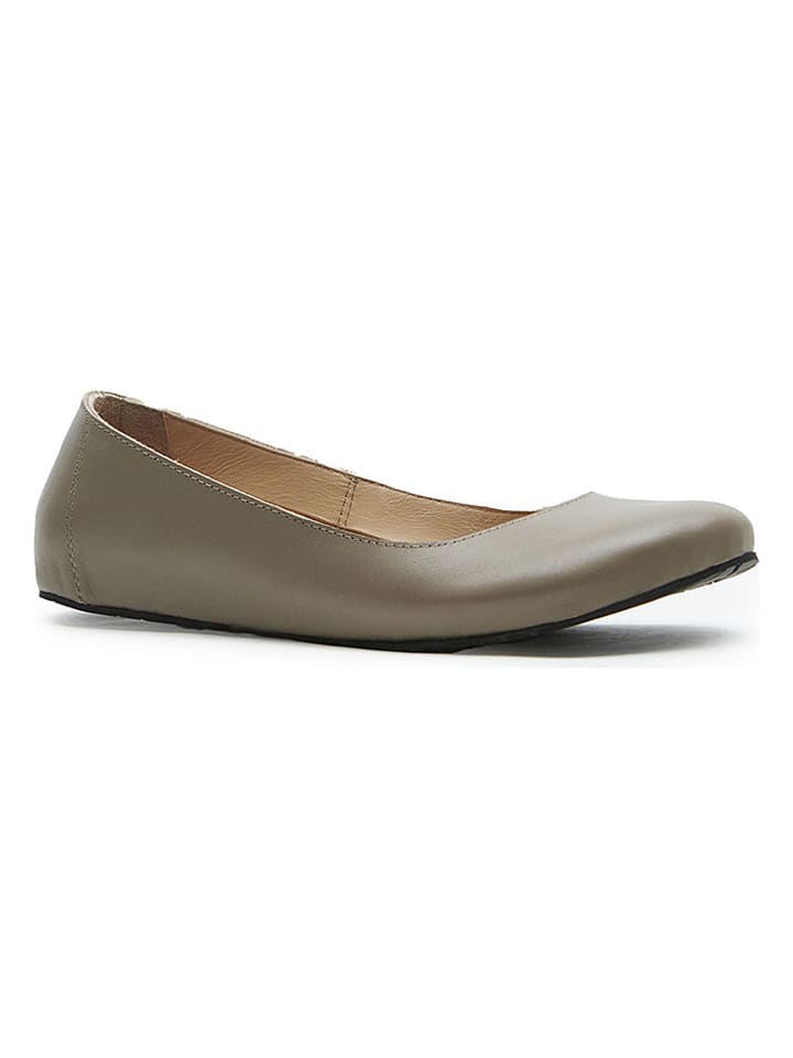 Comfortfusse Leder-Ballerinas in Taupe - 37