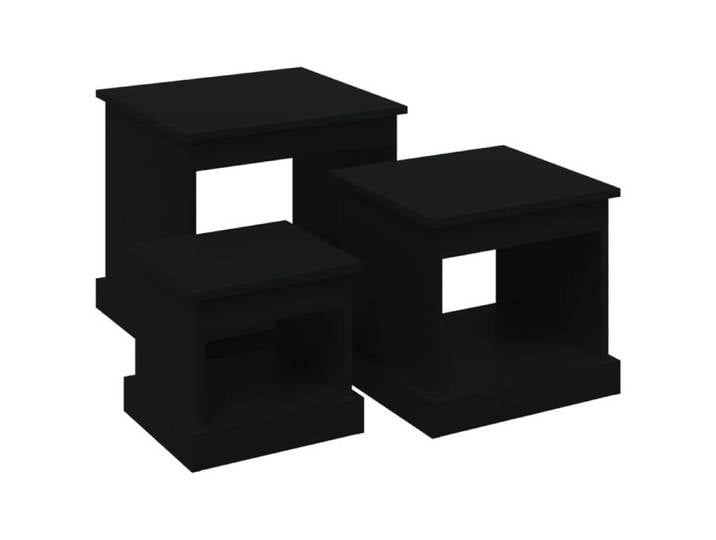 Set de 3 tables basses d appoint en bois d ingenierie noir DEC040453