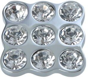 "Utopia Alley Gleam 9 Crystal Cabinet Ring Pull Knob - Vintage Cabinet Hardware with Hand Finished Polished Chrome, 1.2"""