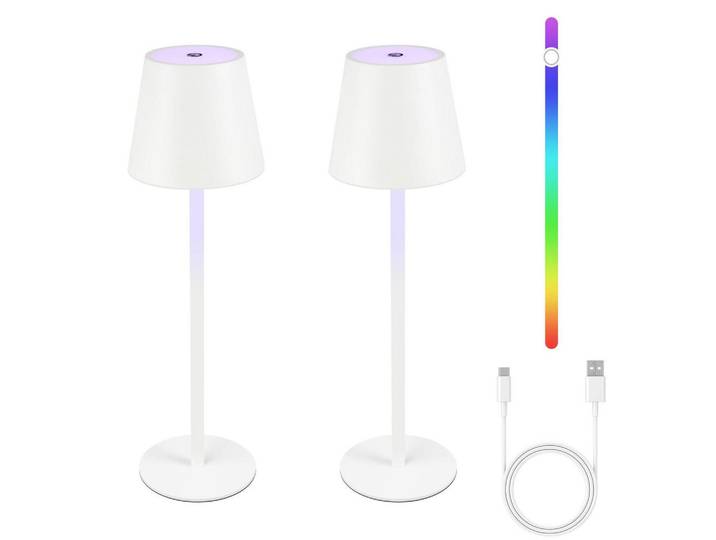 Nettlife Led-Tischleuchte Kassel(2er-set) 11/11/37.5 cm, Weiß, Metall, LED integrated, 11x37.5x11 cm, Lampen & Leuchten, Innenbeleuchtung, Tischlampen
