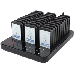 Restaurantrufsystem / Beeper / Pager, 30 Scheiben und 1 Senderbasis, Reichweite 400 m
