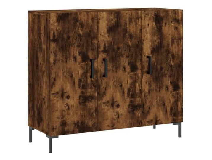 KKgypkn Sideboard Räuchereiche 90x34x80 cm Holzwerkstoff Metallbeine, viel Stauraum, stabile Oberplatte, praktische Türen mit Griffen