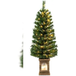 COSTWAY 120 cm Künstlicher Weihnachtsbaum mit Beleuchtung, Weihnachtsbaum im Topf, Weihnachtsbaum im Topf für Eingang