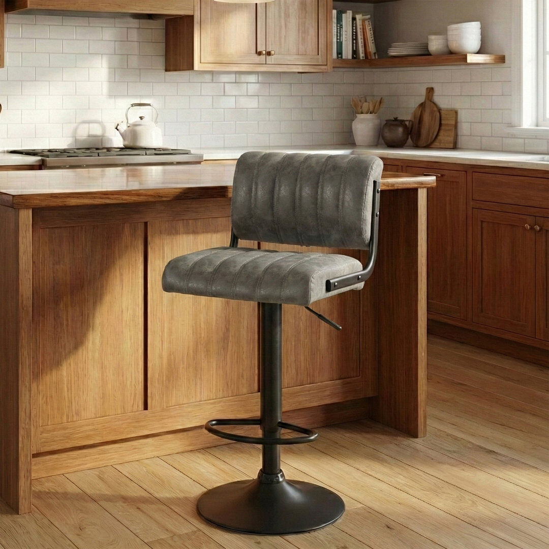 Mercury Cholet Puttney Height Adjustable Swivel Bar Stool Grey 41cm W X 45cm D
