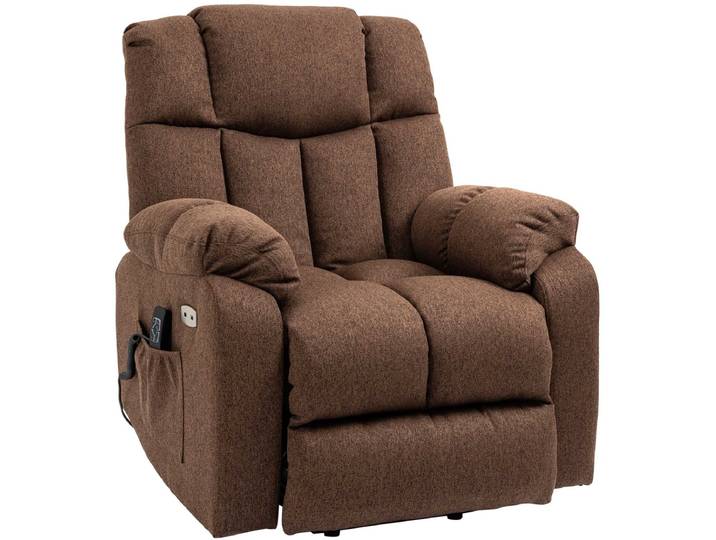 HOMCOM - Fauteuil - met Afstandsbediening - Sta-op functie - Bruin