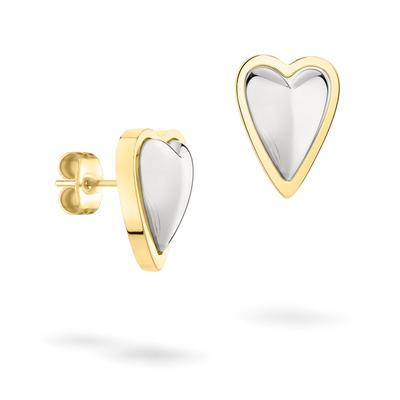 Paar Ohrstecker LIEBESKIND BERLIN "Metal Heart, Herz", gold (edelstahlfarben, gelbgoldfarben), Ohrringe, Damen, Edelstahl