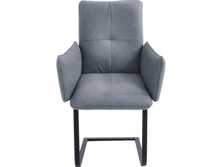 Freischwinger K+W KOMFORT & WOHNEN, blau (blau, schwarz), B:61cm H:95cm T:60cm, Stühle, Freischwinger, Freischwinger, Gestell in Metall schwarz, Steppung im Sitz und Rücken