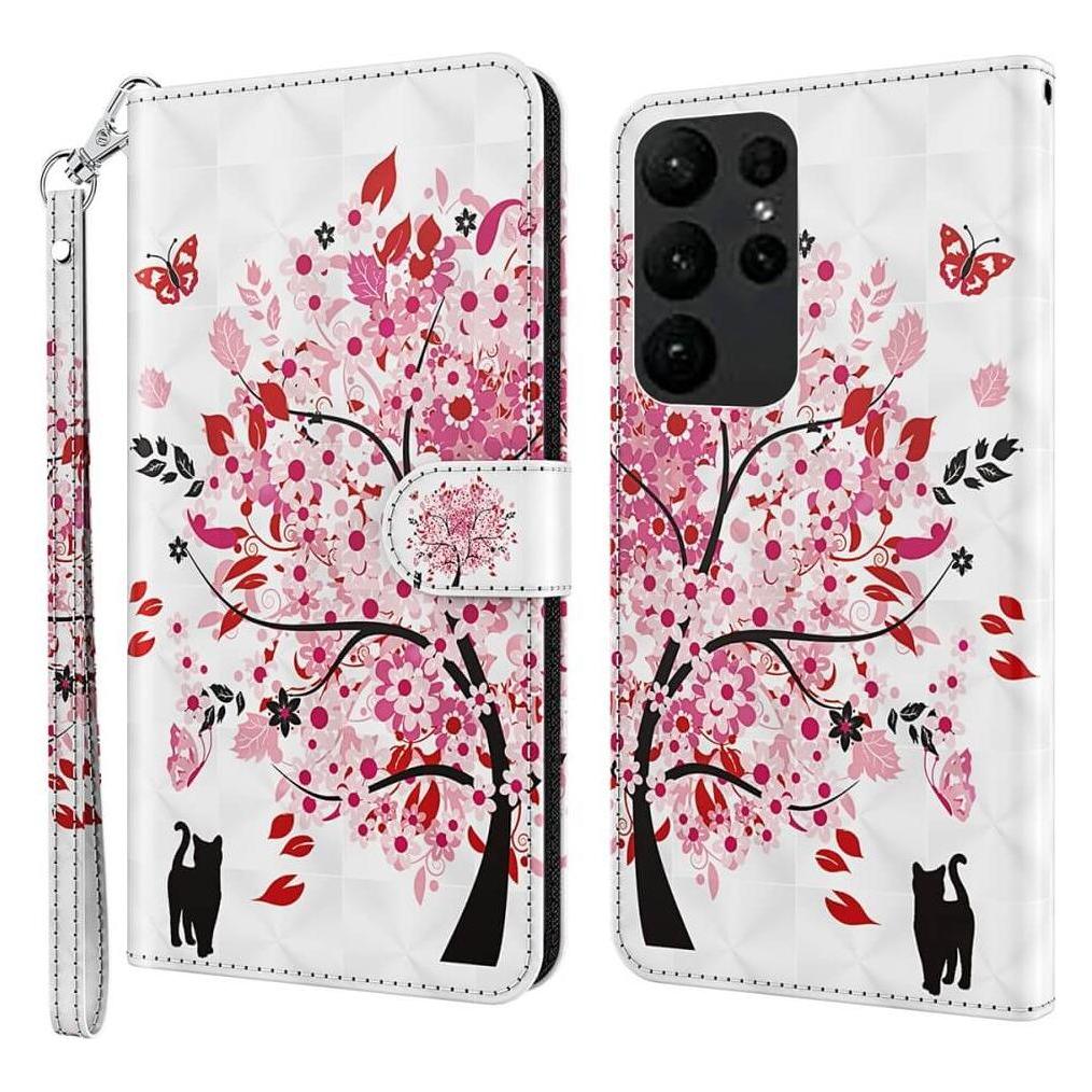 Cover-Discount Etui Glitzer Effekt Baum rosa (Samsung Galaxy S24 Ultra) (660171387F)
