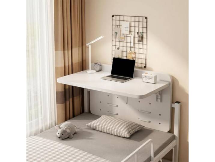 SHAMOXIX Klappbarer Nachttisch zum Einhängen für Etagenbetten und Wohnheime Platzsparendes Design, Verstellbare Haken, Stabile Holzkonstruktion, Einfache Montage(A,31.5in*13.8in*11.8in)