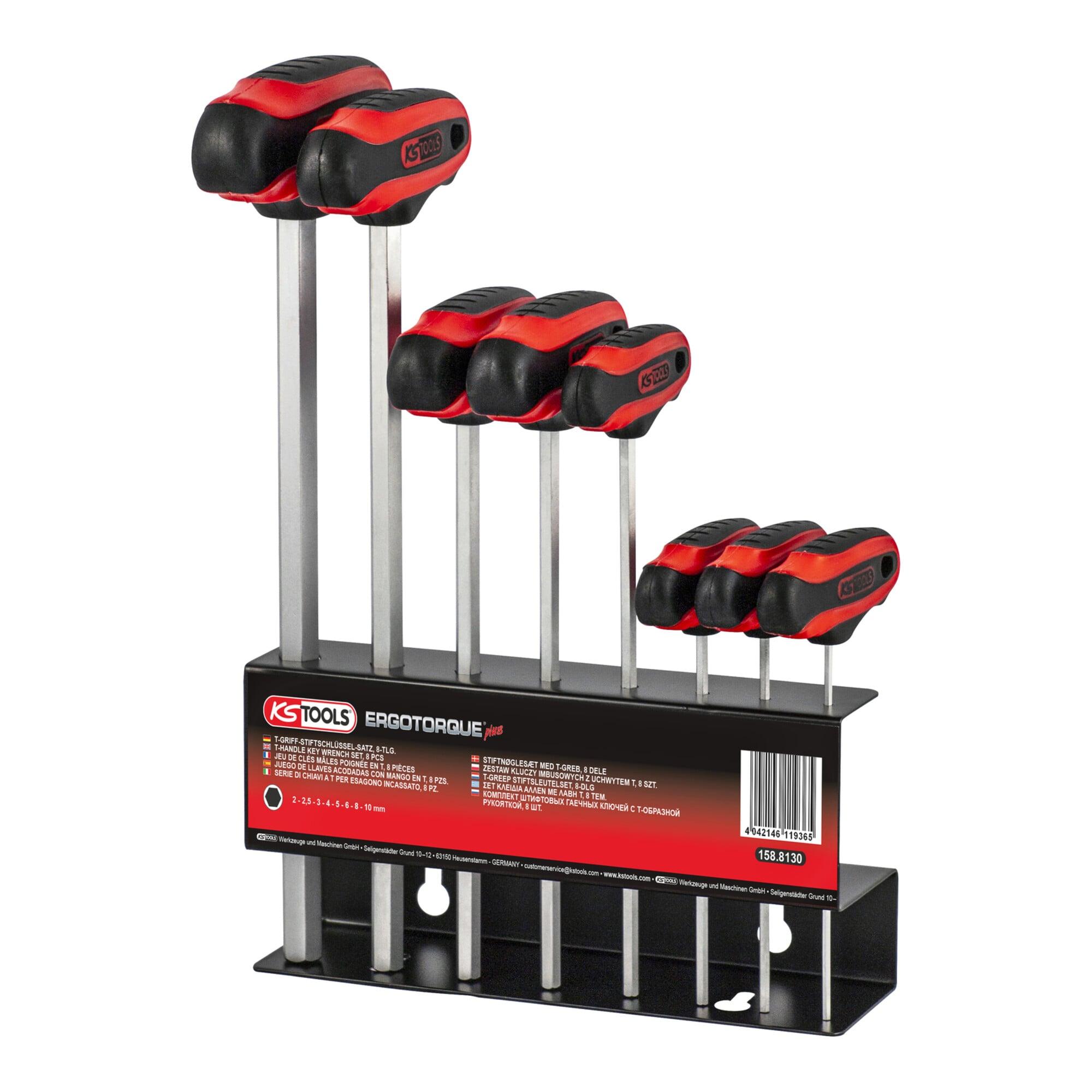 KS Tools ERGOTORQUEplus T-Griff-Innensechskant-Schlüssel-Satz, 8-teilig (158.8130)
