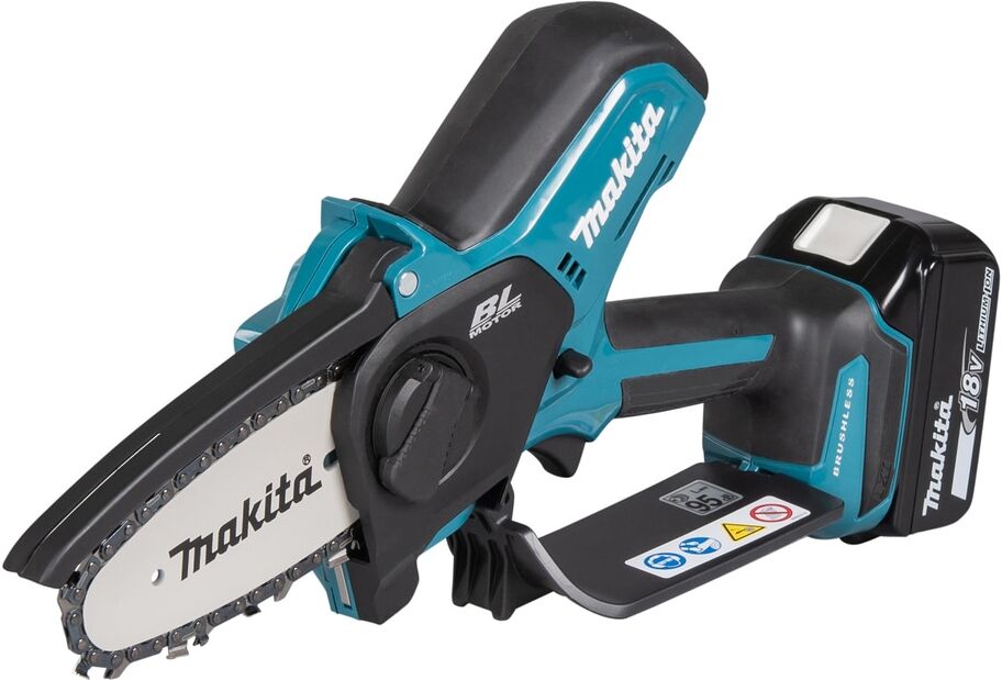 Akku-Säge MAKITA "Astsäge DUC101RF01", blau (türkis), B:9mm H:24,4mm, Sägemaschinen, Akku-Säge, mit Akku und Ladegerät, 18V, 10 cm, 8 m/s