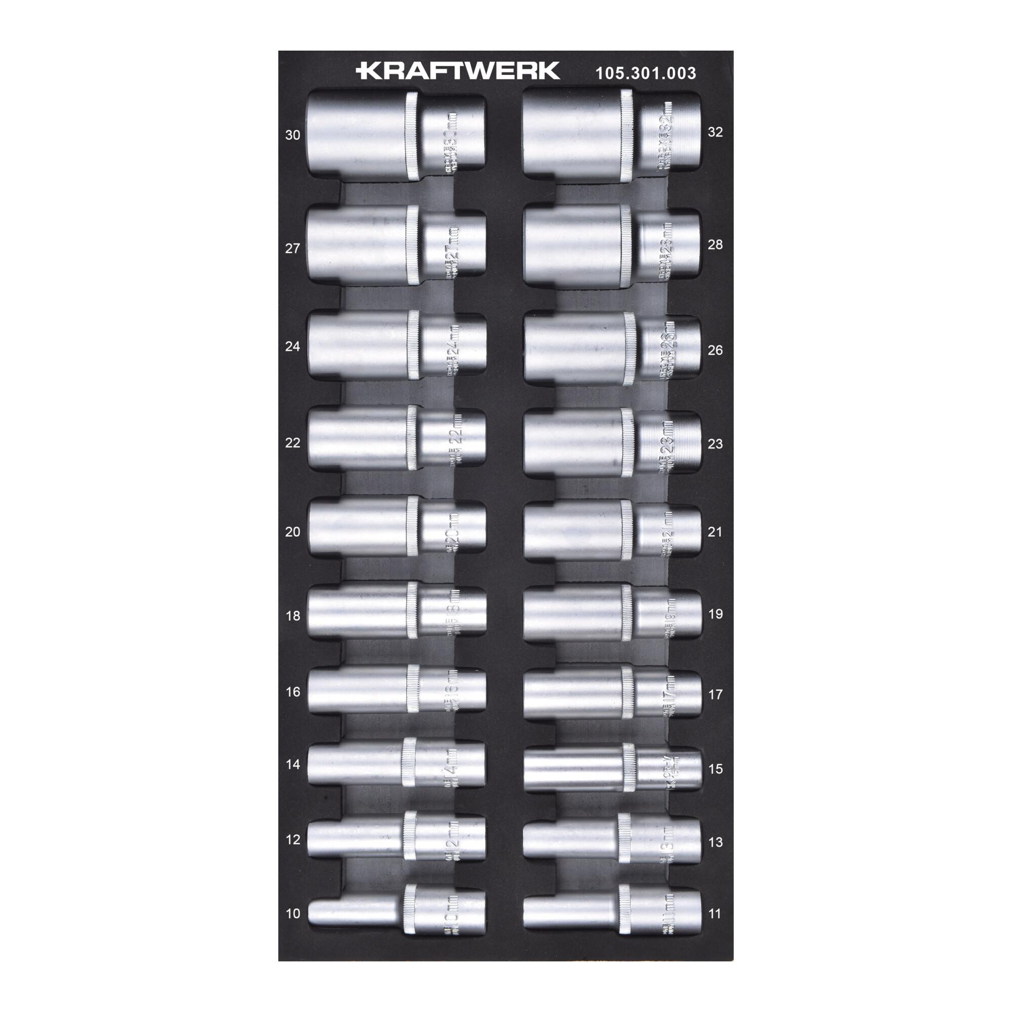 Kraftwerk 1/2 Zoll Steckschlüsseleinsatz sechskant 20-tlg. 20x40 Einlage (105.301.003)