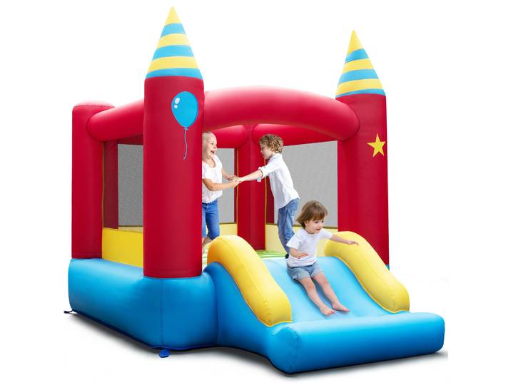 Springkasteel voor Kinderen Speelkasteel voor Binnen en Buiten met Glijbaan Draagtas en Reparatieset (Zonder Blower)