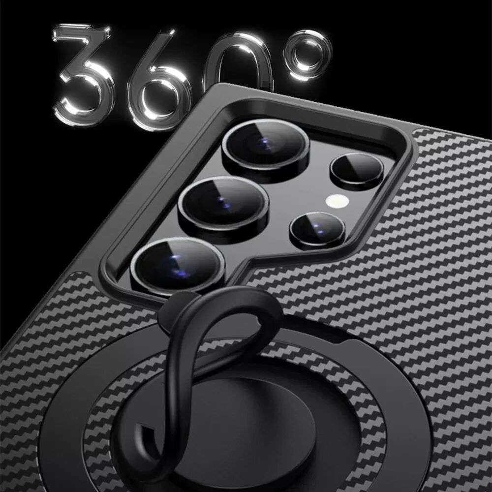 INF Coque Noire Magnétique Rotative avec Béquille Compatible avec Samsung S23 Ultra - TPU & Acrylique Antichoc