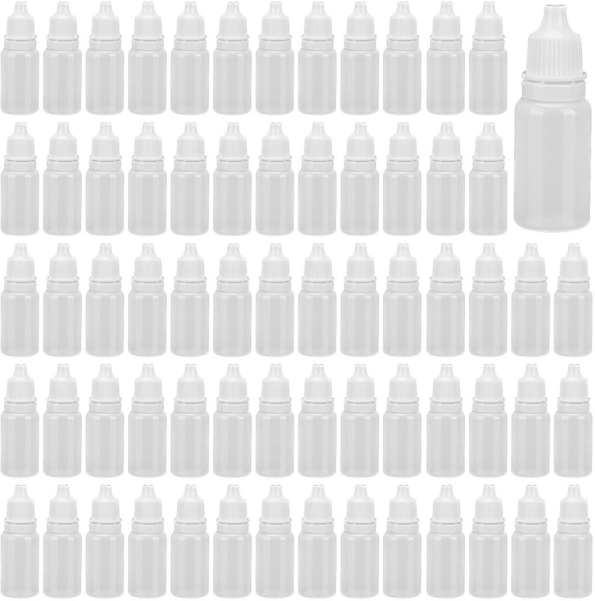 Dailygoods 250 stuks Druppelflesjes van Plastic, 10 ml, Lege Knijpbare Oogdruppelfles met Schroefdop, Herbruikbaar