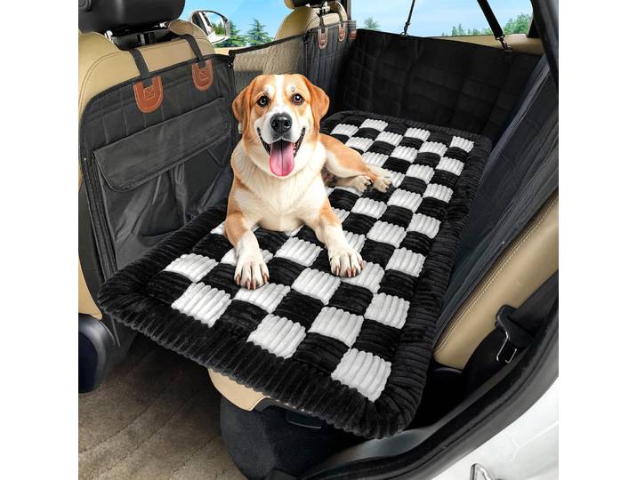 Tapis de siège de voiture pour chien, Design à carreaux de luxe, extension de siège arrière antidérapante pour berlines, camions fabriqués en Oxford