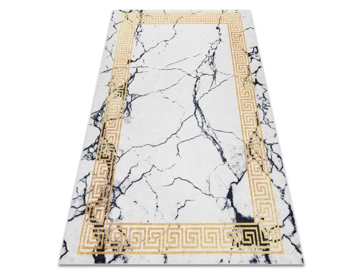 Tapis lavable ANDRE 1126 Marbre grec antidérapant - blanc / or - 120x170 cm