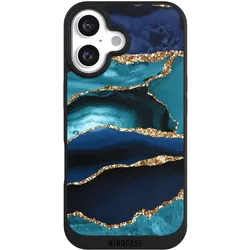 Nivocase Handyhülle für Apple iPhone 16 Hülle NIVOpure Case Schwarz Glitzer Look Marmor Trends (Apple iPhone 16), Smartphone Hülle, Schwarz
