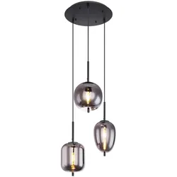Decken Pendel Leuchte Wohn Zimmer RETRO Filament Glas Lampe rauch im Set inkl. LED Leuchtmittel