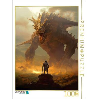 CALVENDO Puzzle Drachen und edle Ritter | 1000 Teile Lege-Größe 64x48cm Foto-Puzzle für glückliche Stunden