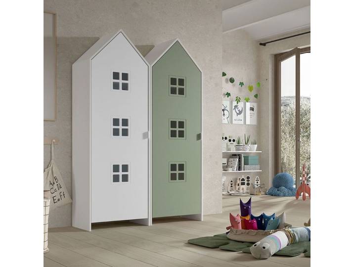 BEAUVILLE - Pack 2 Armoires Cabane 1 Porte Verte et Blanche