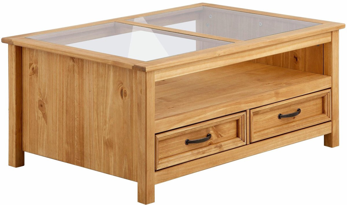 Notio Living Selma Tafel met Glazen Blad en Natuurlijk Grenenhout