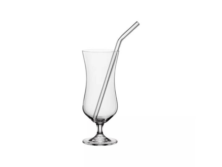 BOHEMIA Cristal - Cocktailglas mit Halm, 2er Set, 420 ml, Transparent
