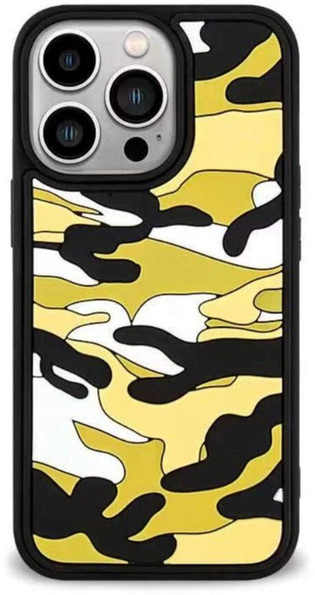 INCOVER iPhone 13 Pro Fleksibel Silikone Bagside Cover - Camouflage - Gul
