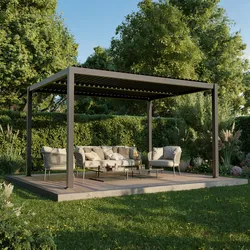 agadon Aluminum Lamellen-Pergola manuell 296 x 395 cm Dunkelgrau - Dunkelgrau