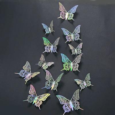 Uplift Treasures 3D Mirror Butterfly Wall Stickers Decor 12pcs Iridescent E