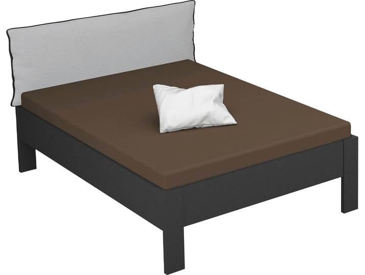 Futonbett RAUCH Aditio , grau (graumetallic), B:146cm H:107cm L:208cm, Betten, Futonbett, Kopfteil Webstoff mit abgesetztem Keder