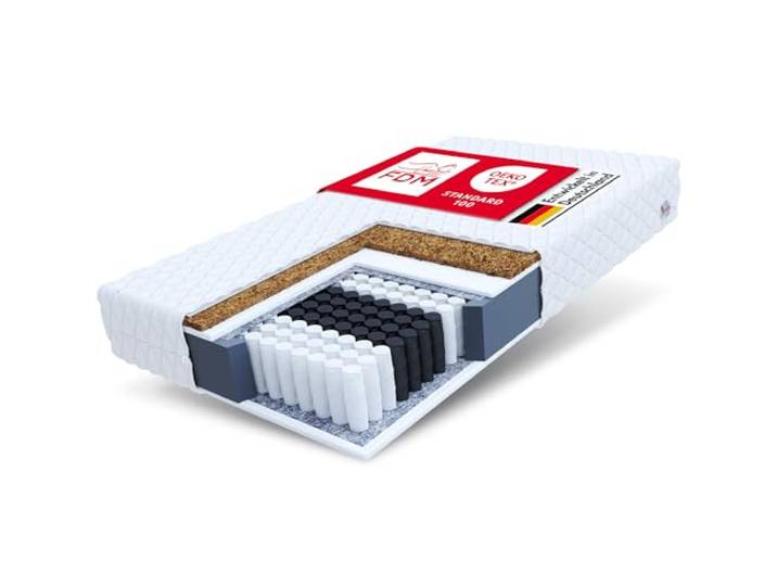 FDM Family Taschenfederkernmatratze 80 x 200 cm Matratze 7-Zonen Kokos 18 cm Höhe Härtegrad H4/H3 (Hart/Mittelhart) Bezug Zweiseitig Abnehmbar Waschbar