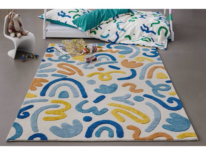 Kinderteppich SMART KIDS Scribble , bunt (multi), B:160cm H:16mm L:230cm, Schurwolle, Teppiche, Kinderteppich, Kinderteppich, Hoch-Tief-Effekt, Schurwolle, handgetuftet, Spielzimmer