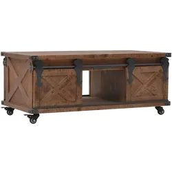 vidaXL Couchtisch Massivholz Tanne 91x51x38 cm Braun