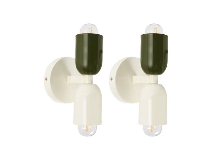 Lot de 2 lampes murales métal blanc cassé
