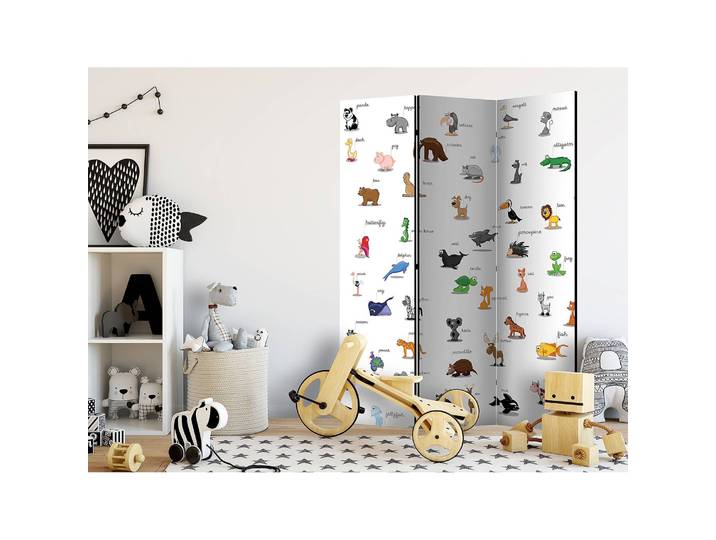 home24 Kamerscherm Kids Animals 135 x 172cm 3-delig wit