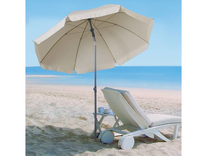 Outsunny Parasol Jardin Ø2m Inclinable Métal Crème