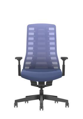 Interstuhl Bürostuhl PUREis3, verstellbare Armlehnen, 3D-Auto-Synchronmechanik, Muldensitz, Netzrücken, kobaltblau/schwarz