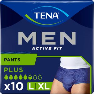TENA Inkontinenz-Pants Men Active Fit Plus, Männer, Größe L/XL (95-130cm) EInweg 5,5 Tropfen, 10 Stück