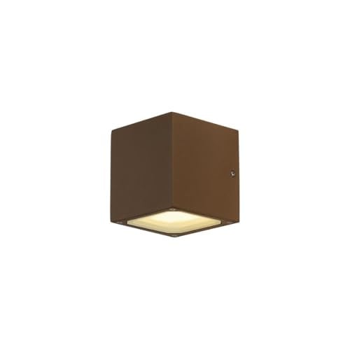 SLV Sitra Cube wandopbouwarmatuur voor tuin en terras, Up-Down, Bruin/Koper, GX53, IP44