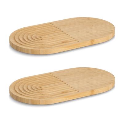 Topfuntersetzer ZELLER PRESENT "Topfuntersetzer, 2er Set, Bambus", braun, B:35cm H:1,5cm T:20cm, Massivholz, Untersetzer, Topfuntersetzer, ca. 35x20x1,5 cm