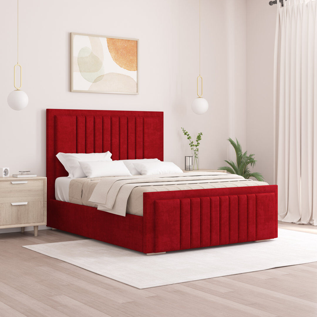 Brayden Studio Alama Upholstered Panel Bed Red Kingsize (5')
