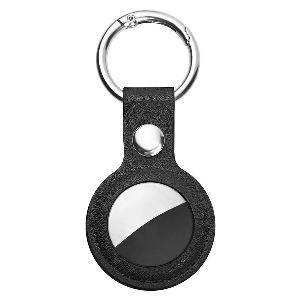 Techsuit - Secure Leather Holder (SLH1) - Apple AirTag Case, with Metal Ring - Black (56343659)