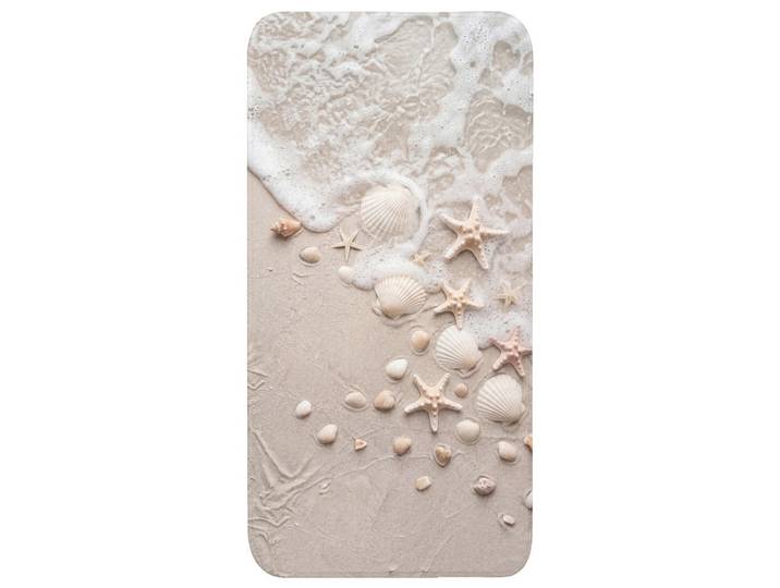 OnlyWow Badematte Muscheln - Seesterne - Strand Badteppich 60x120 cm, Sandfarben, Creme, Füllung: Polyurethan (Pur), Rechteckig, 60x120 cm, Heimtextilien, Badtextilien, Badematten