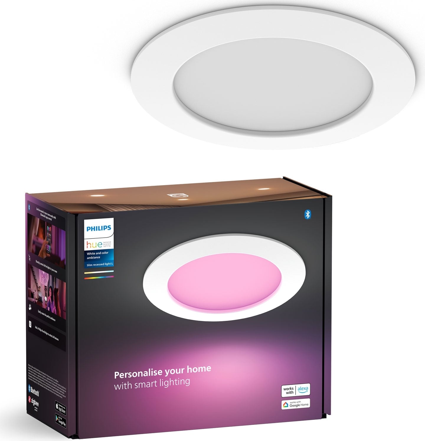 Philips Hue White & Color Ambiance LED Inbouwspot, Rond, Wit, 170mm
