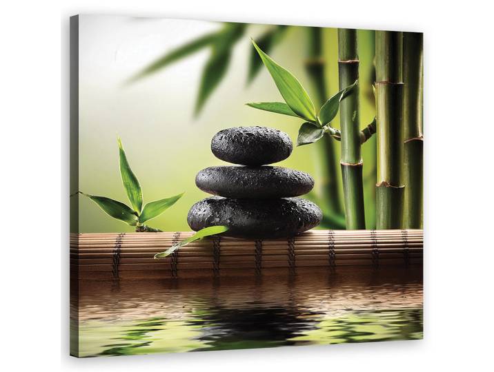 Feeby Wandbild zen steine, Grün, Orientalisch, Rechteckig, 50x50 cm, Bilder & Rahmen, Bilder, Leinwandbilder