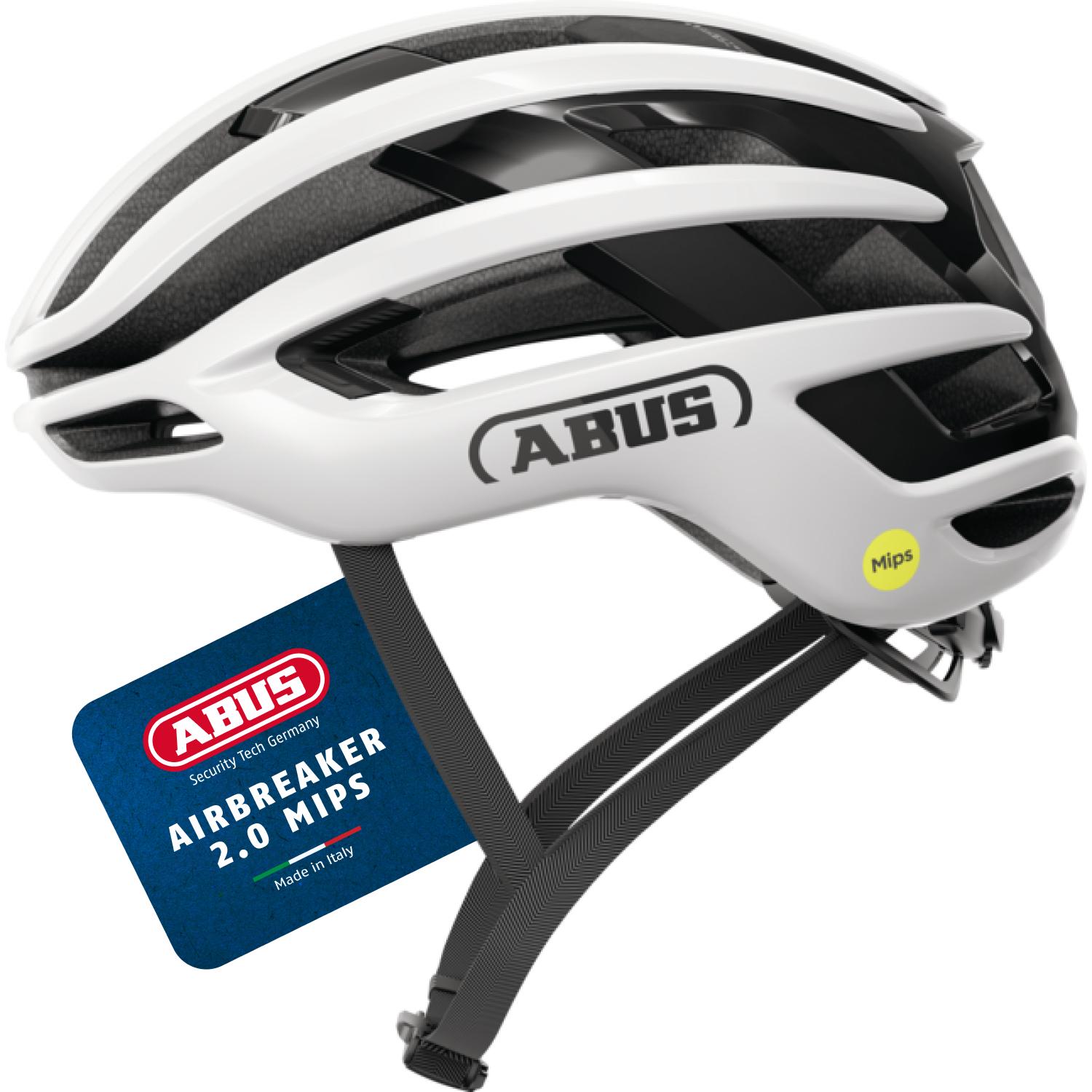 ABUS Rennradhelm AirBreaker 2.0 MIPS - leichter Fahrradhelm mit Fokus auf Belüftung, Aerodynamik, icherheit und Komfort für professionellen Radsport - für Frauen und Männer - weiß, Größe M (54-58 cm)