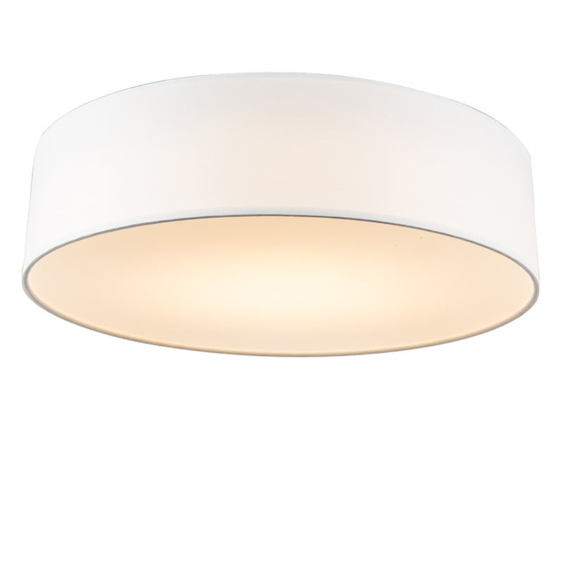Qazqa Drum LED Plafondlamp wit, Diameter: 40 cm