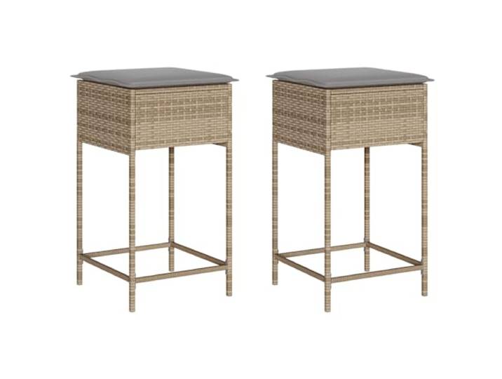GHVBNMF Garten-Barhocker 2er Set Poly Rattan mit Kissen Beige 76cm Wettersichere Rattanstühle für Terrasse und Balkon mit abnehmbaren Sitzpolstern und stabilem Stahlgestell.