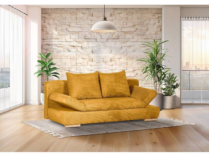 Schlafsofa Moga Gelb Cordstoff Calice 200 x 75 x 92cm
